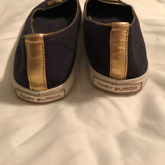 Tory Burch size 8 navy and gold flats - Picture 3 of 6